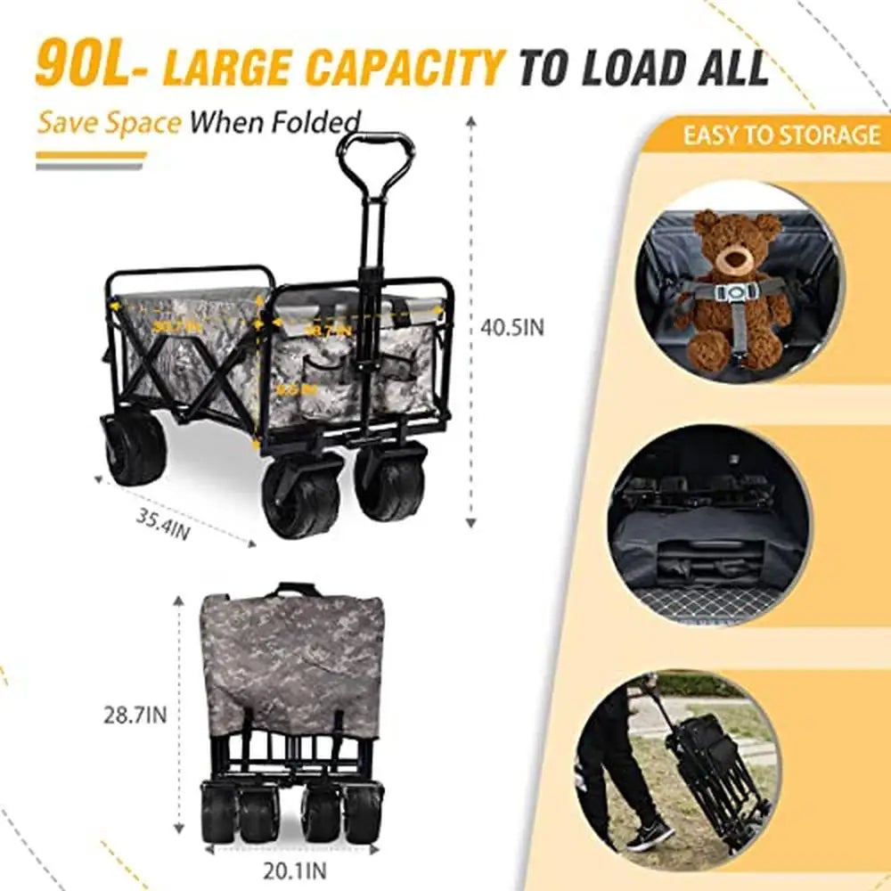 Heavy Duty Foldable Beach Wagon Cart