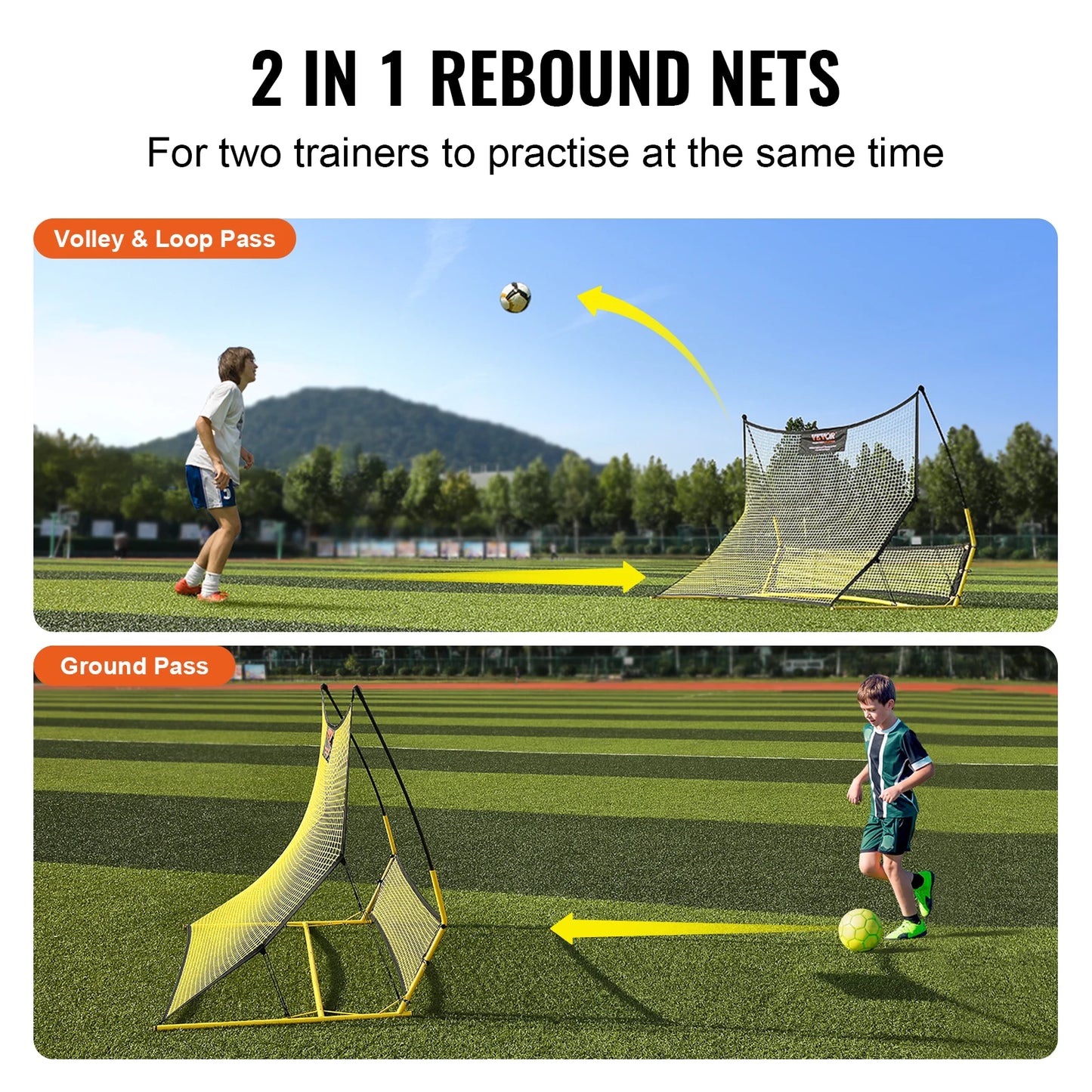 VEVOR Soccer Trainer 2 IN 1 Rebounder Net Iron Soccer