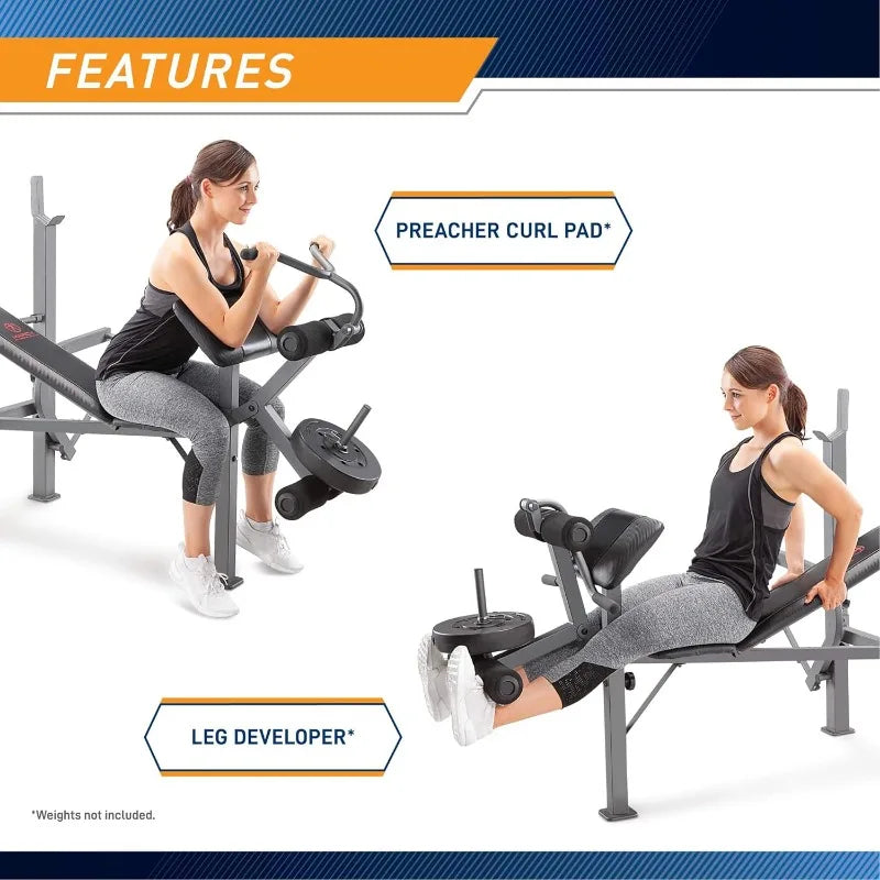 Marcy Standard Weight Bench Incline with Leg Developer and Butterfly Arms