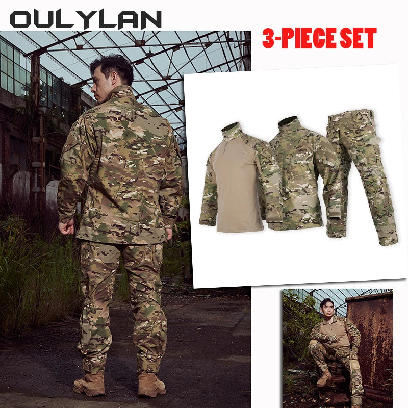 NEW 3PCS Long Sleeved Tactical Suit Set Outdoor Men Training