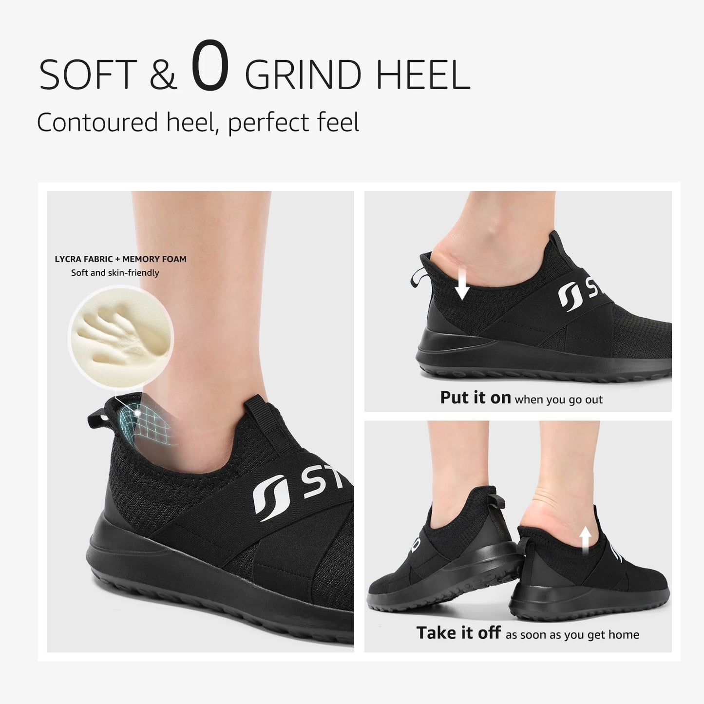 STQ Slip ins Womens Hands Free Slip On Sneakers Arch Support