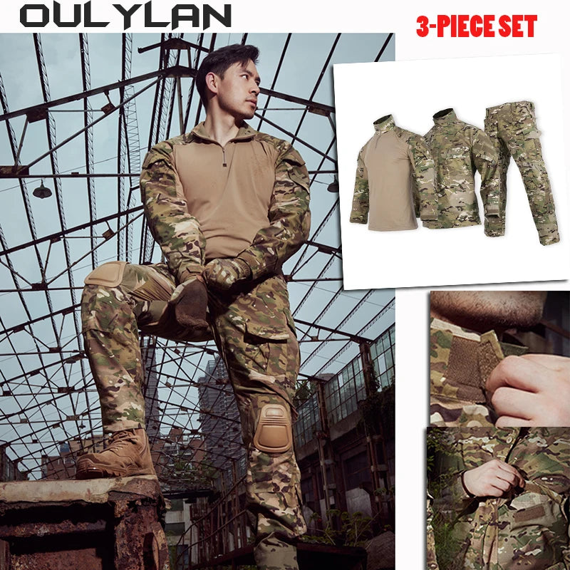 NEW 3PCS Long Sleeved Tactical Suit Set Outdoor Men Training