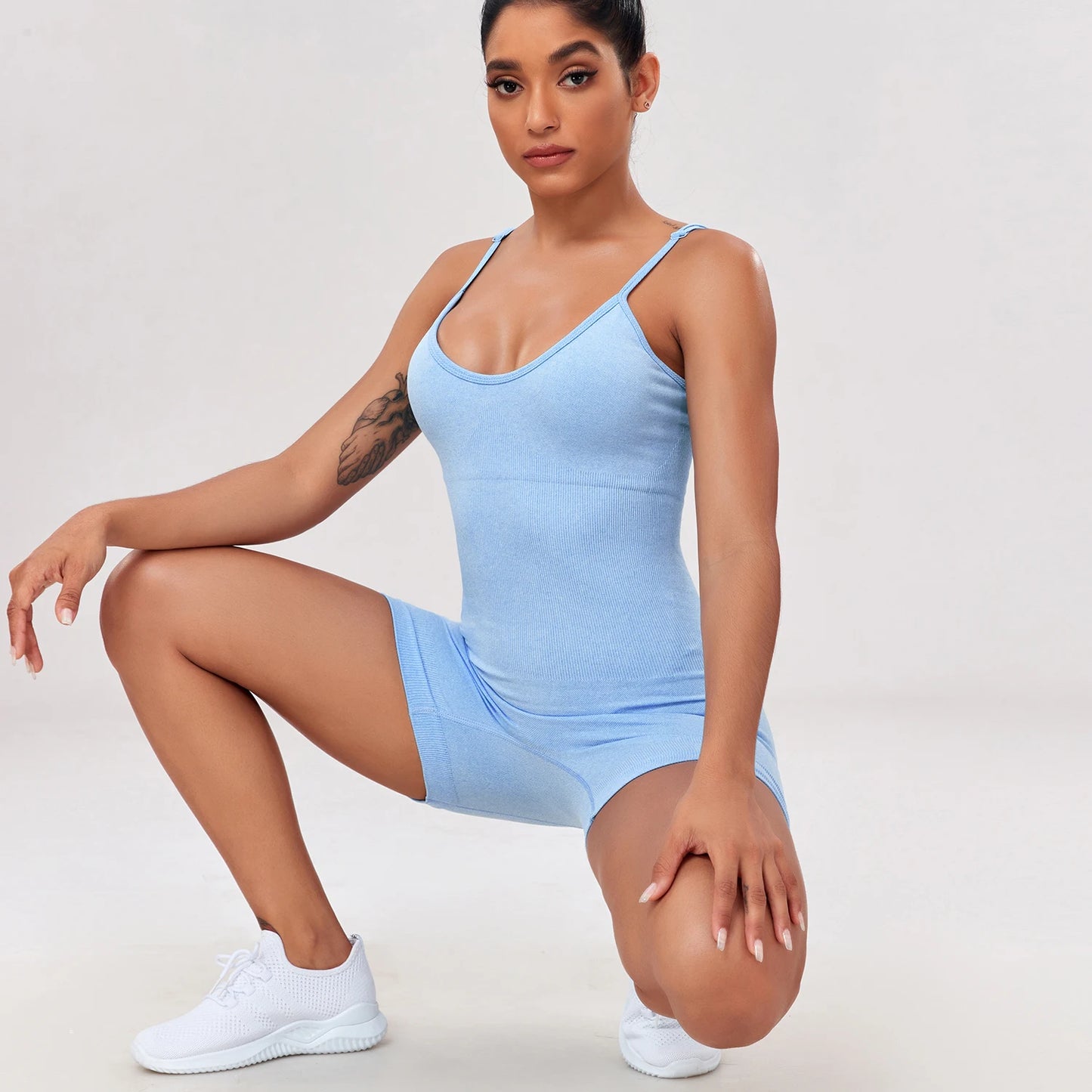 Seamless Backless Jumpsuit Fitness Women Sleeveless