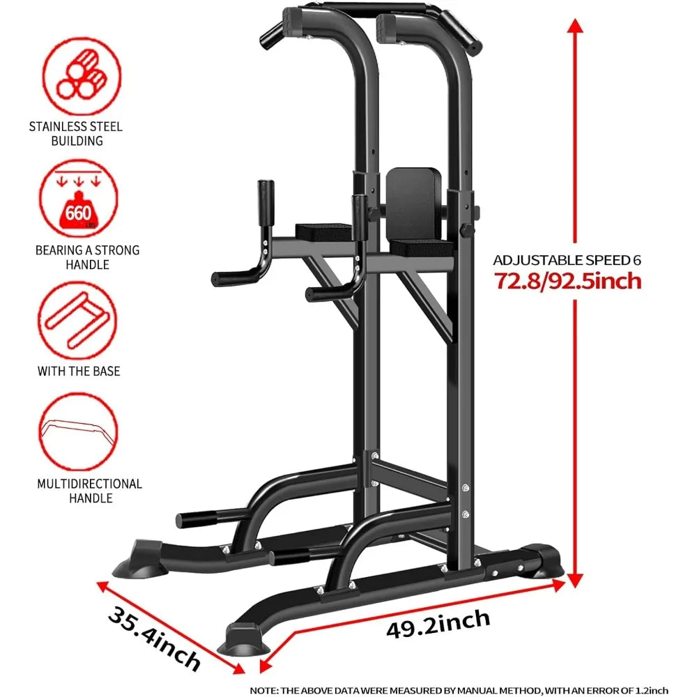 Power Tower Adjustable Height Pull Up & Dip Station