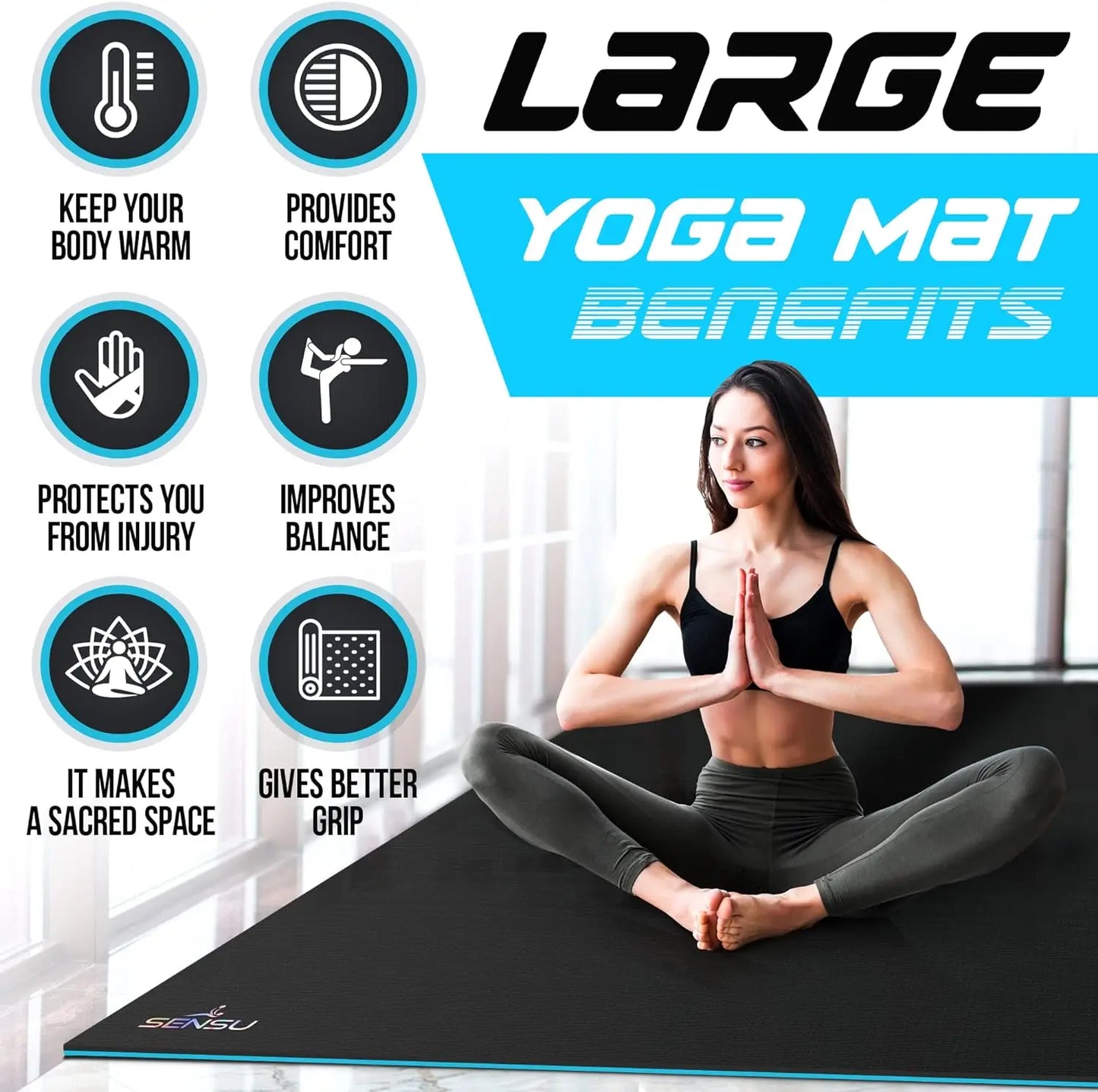 7’ x 5’ x 9mm Extra Thick Exercise Mat for Yoga,