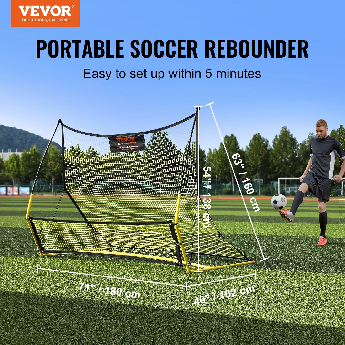 VEVOR Soccer Trainer 2 IN 1 Rebounder Net Iron Soccer